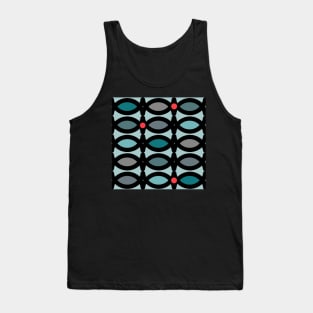 Abstract pattern in bluegreen tones with red accents Tank Top